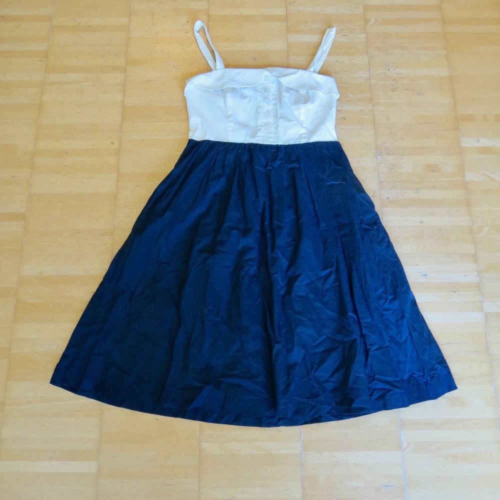 MAEVE nautical navy white sleeveless midi dress S 2/4/6